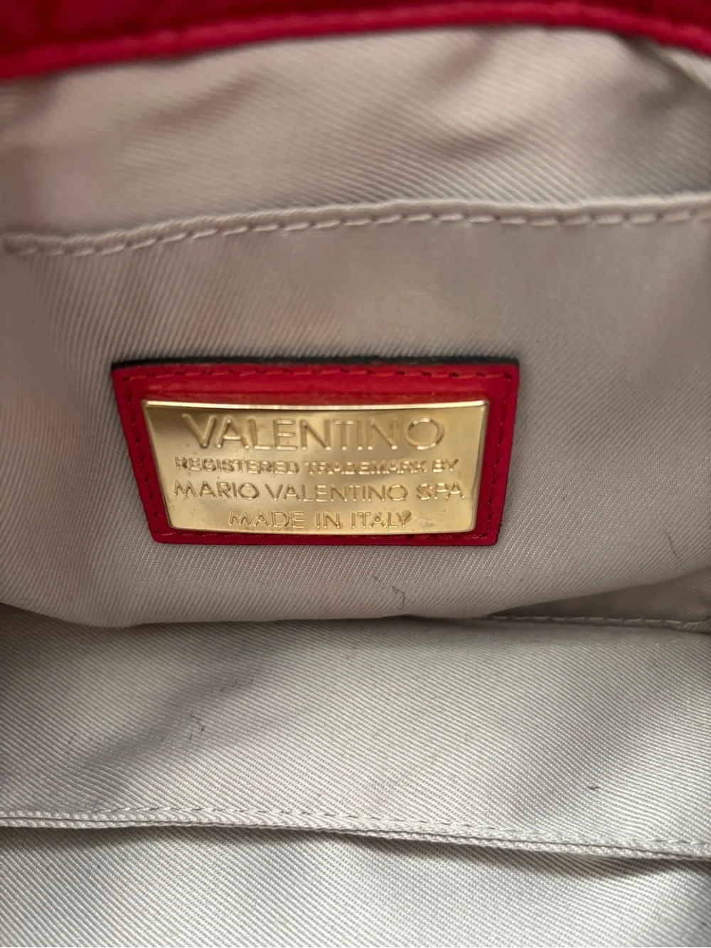 Valentino By Mario Valentino Quilted Red Crossbody with Gold Chain